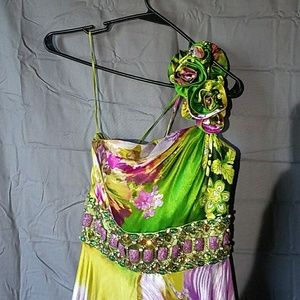 Jovani Floral Satin Gown